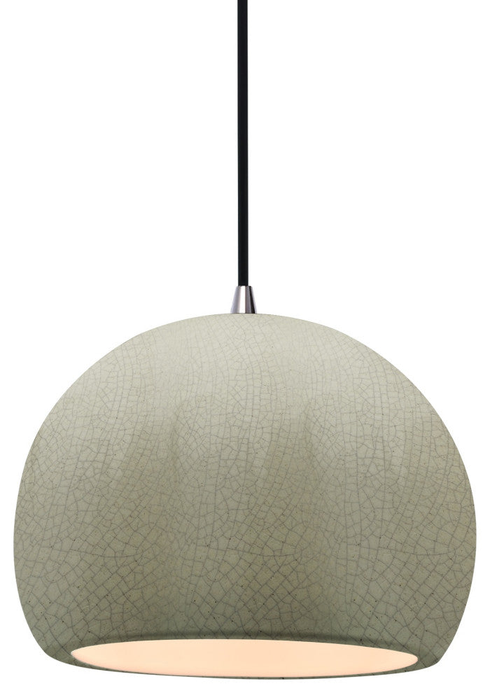 Radiance Small Globe Pendant, Celadon  Frame, Brushed Nickel, LED, Black Cord