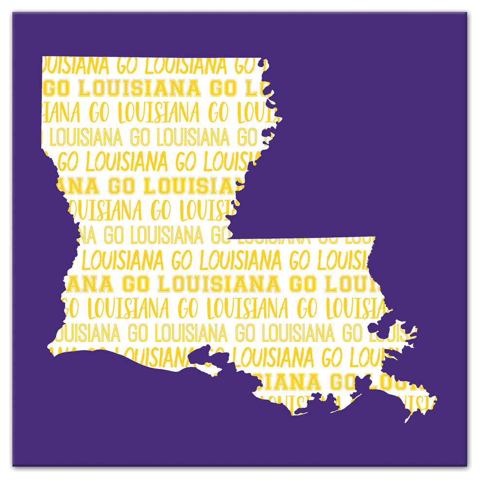 Purple Louisiana Go Team 16x16 Canvas Wall Art