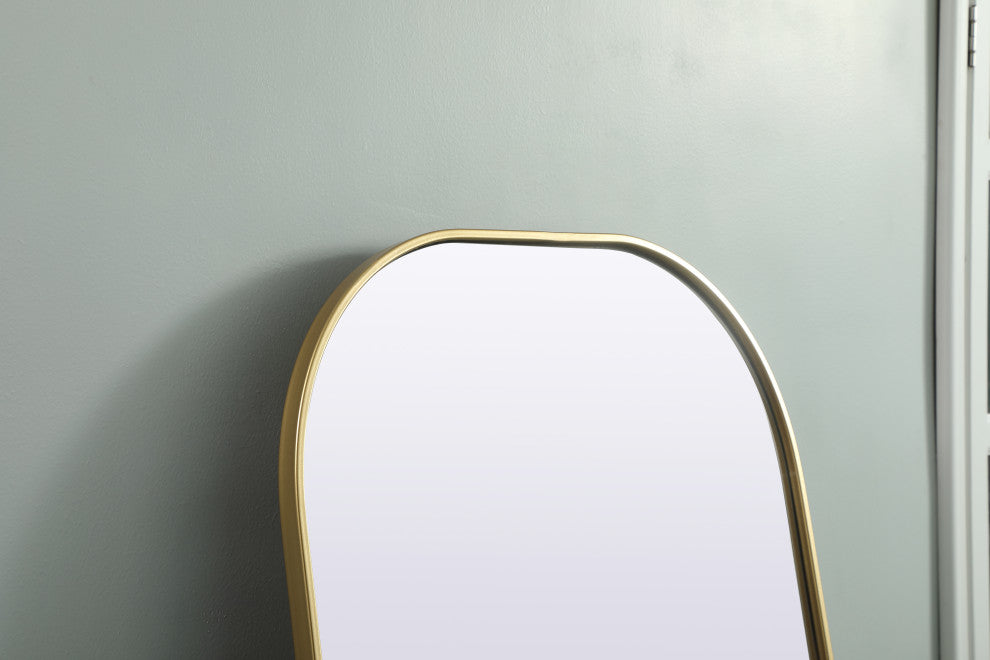 Metal Frame Arch Full Length Mirror 28X74 Inch, Brass