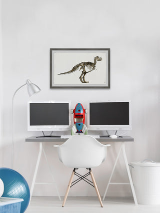 "Dinosaur Skeleton" Framed Painting Print, 30"x20"