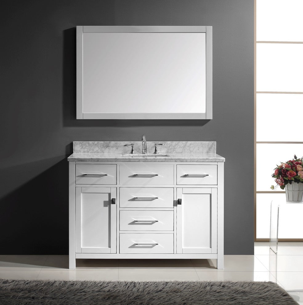 Caroline 48" Single Bathroom Vanity Set White, Marble Countertop
