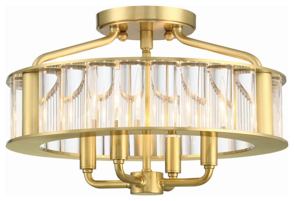 Crystorama Lighting Group FAR-6000 Farris 4 Light 17"W Semi-Flush - Aged Brass