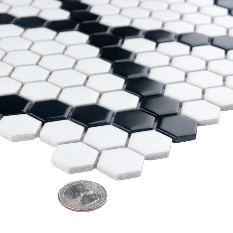 Metro Hex Diamond Porcelain Mosaic Tile Sample