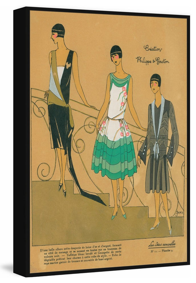 "Fashion Dress Trio" Floater Framed Painting Print on Canvas, 40"x60"