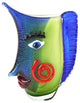 Badash J535 Murano Style Art Blue and Green Glass Side Face Vase