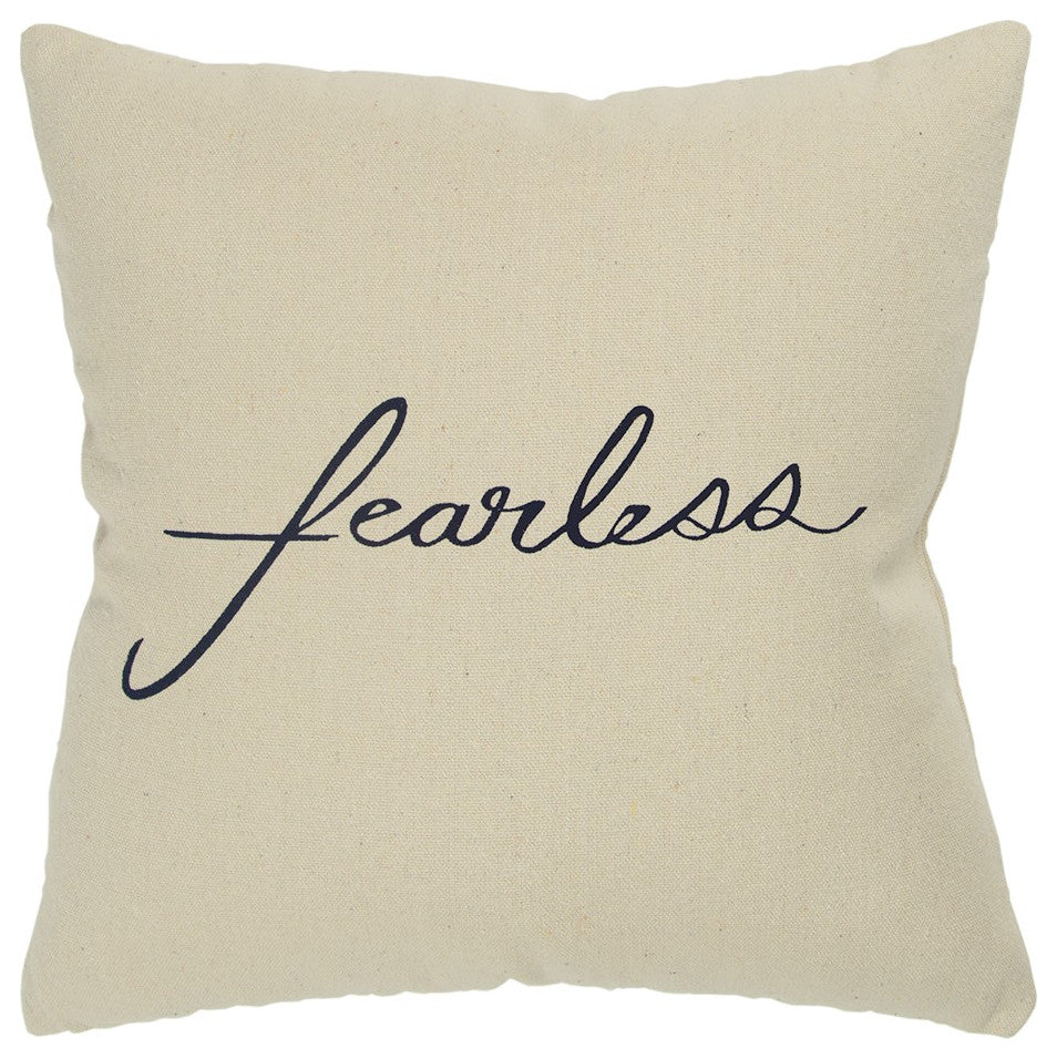 Black Taupe Canvas Fearless Throw Pillow