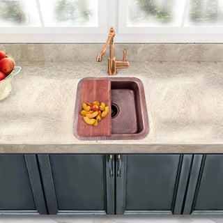 Nantucket Sinks' SQRC-7PS Copper Square Bar Sink and Cutting Board
