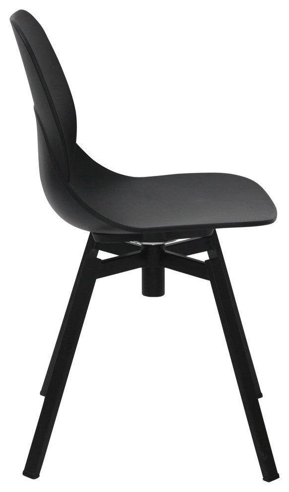 Joy Series Shell Side Swivel Chairs With Metal Leg, Set of 2, Black