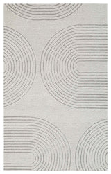 Mid-Century Tonal Area Rug, Ivory, 5'x8'