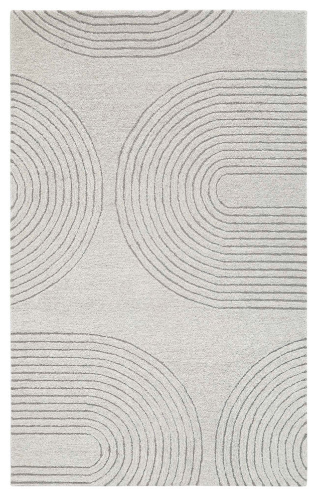 Mid-Century Tonal Area Rug, Ivory, 5'x8'