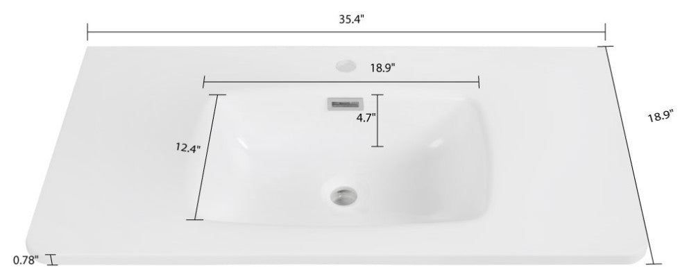 35" Solid Surface Resin Streamline K-1710-35 Vanity Top