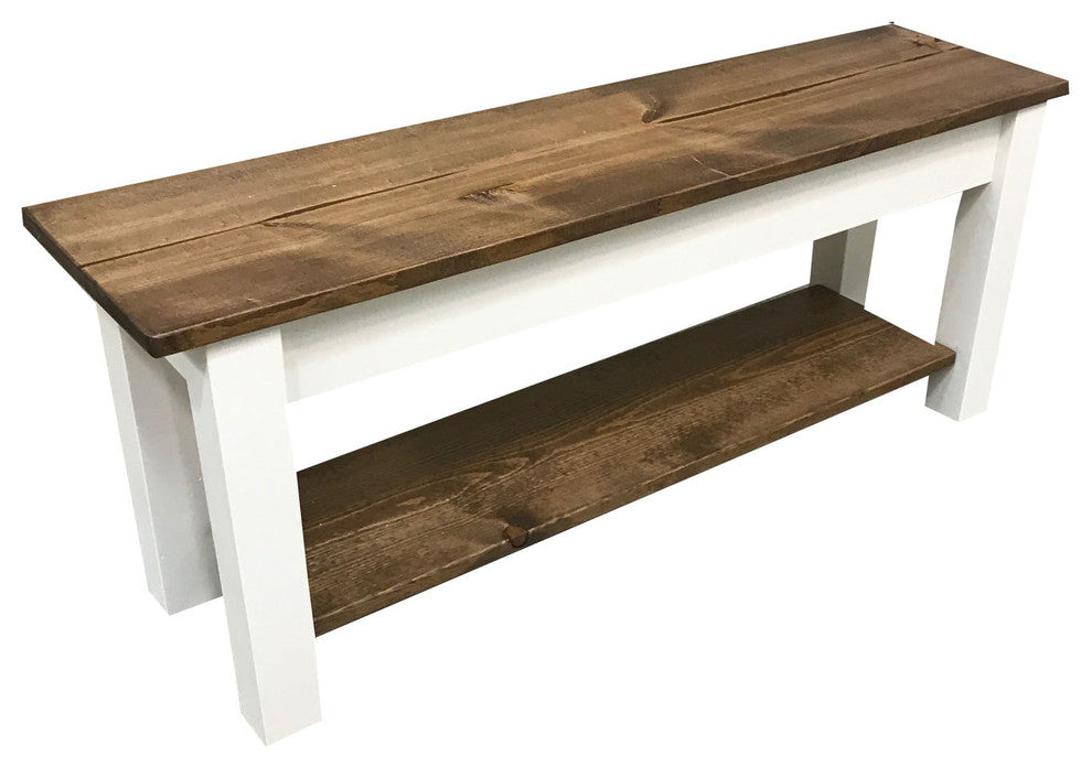 Olmsted Wood Bench With Shelf, 42"