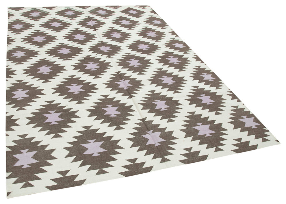 Rug N Carpet - Handmade Wool 6' 0'' x 8' 8'' Geometric Dhurrie Kilim Rug