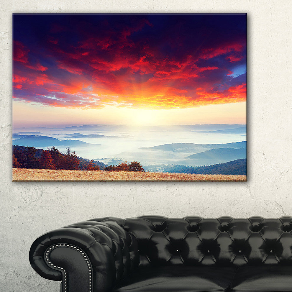 "Colorful Clouds and Foggy Hills" Landscape Photo Wall Art, 40"x30"