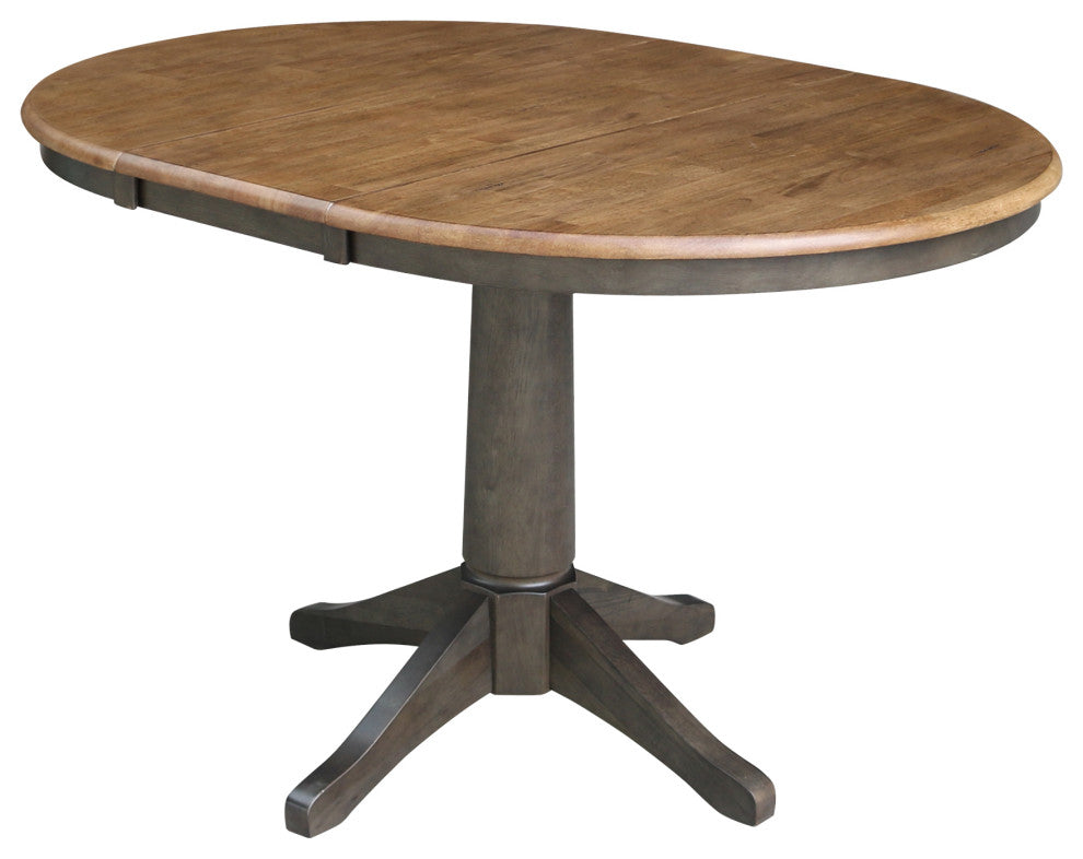 36" Round Extension Dining Table with Leaf and 4 Madrid Ladderback Chairs