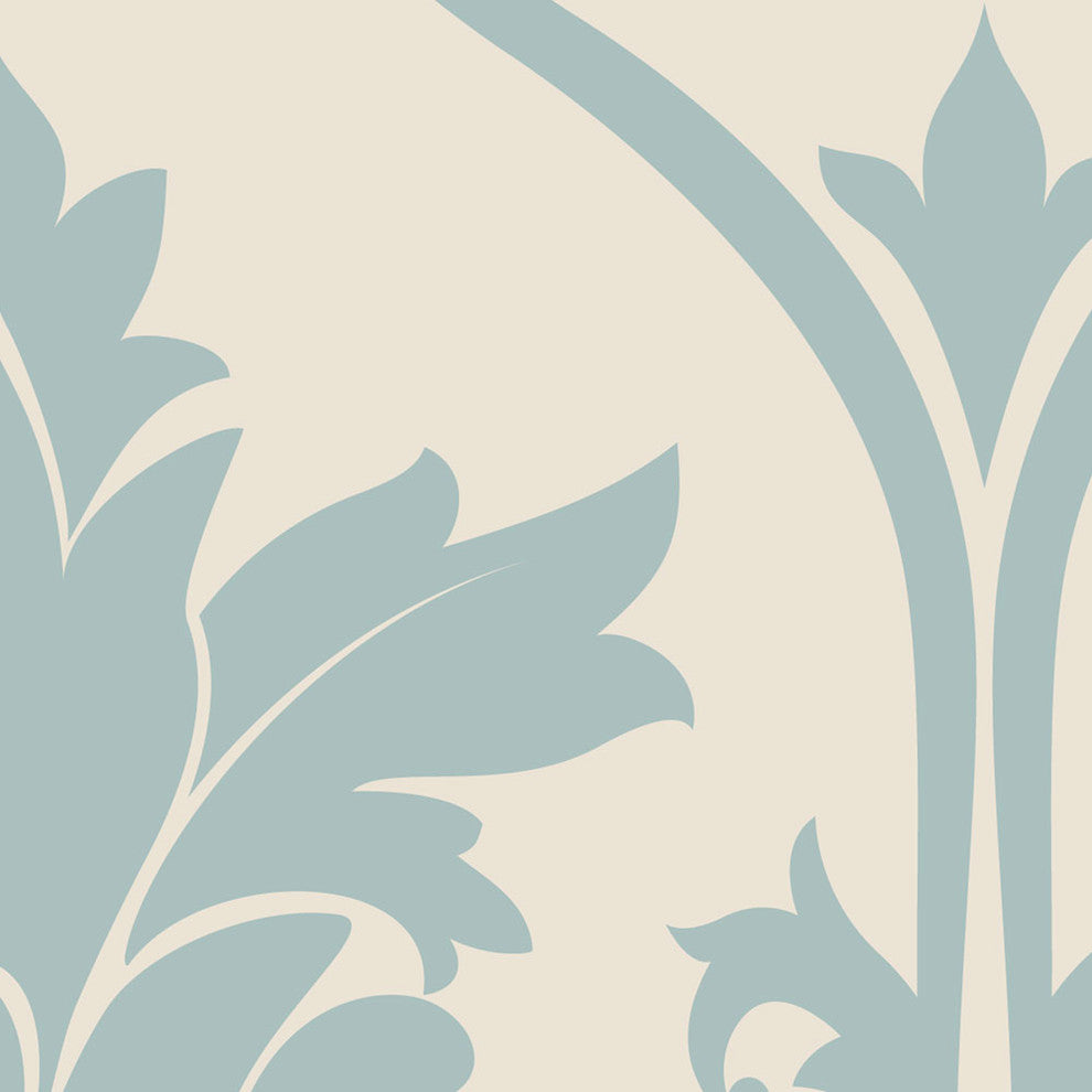 Damask Wallpaper, Peel and Stick, Dusky Blue, 24"w X 60"h