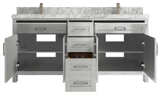 Cambridge 72 Double Sink Bath Vanity in Coventry Gray 2" Carrara Marble