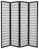 6' Tall Canvas Window Pane Room Divider, Black, 4 Panels