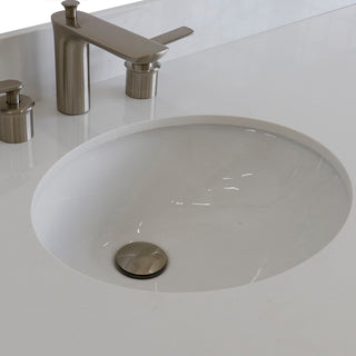 61" Single Sink Vanity, Dark Gray Finish And Engineered Stone Top And Oval Sink