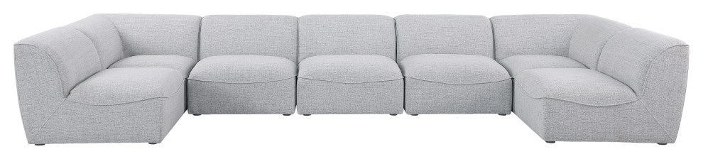 Miramar Linen Textured Fabric  7-Piece Modular U-Shaped Sectional, Grey