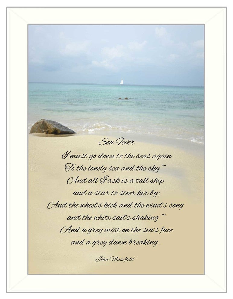 "Sea Fever" By Trendy Decor4U, Printed Wall Art, Ready To Hang, White Frame