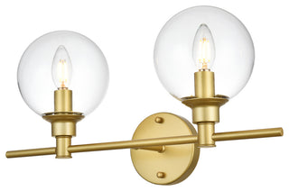 2 Light Brass And Clear Bath Sconce