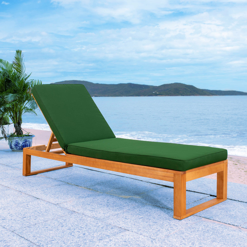 Safavieh Solano Sunlounger, Natural Wood/Green