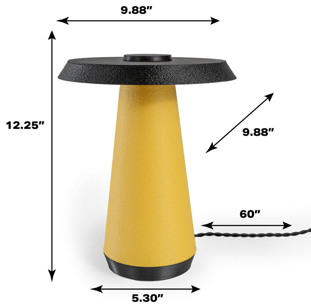 Mid-Century Minimalist Plant-Based PLA 3D Printed Dimmable LED Table Lamp Yellow
