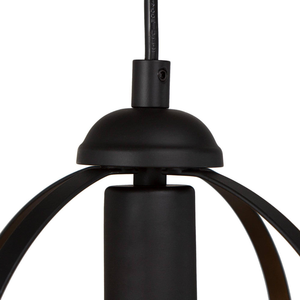 LNC 9.5 Inch 1-Light Industrial Black Globe Cage Pendant Light