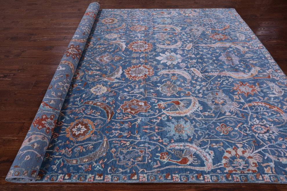 Persian Hand Knotted Wool and Silk Rug 9' 0" X 11' 10" Q11802