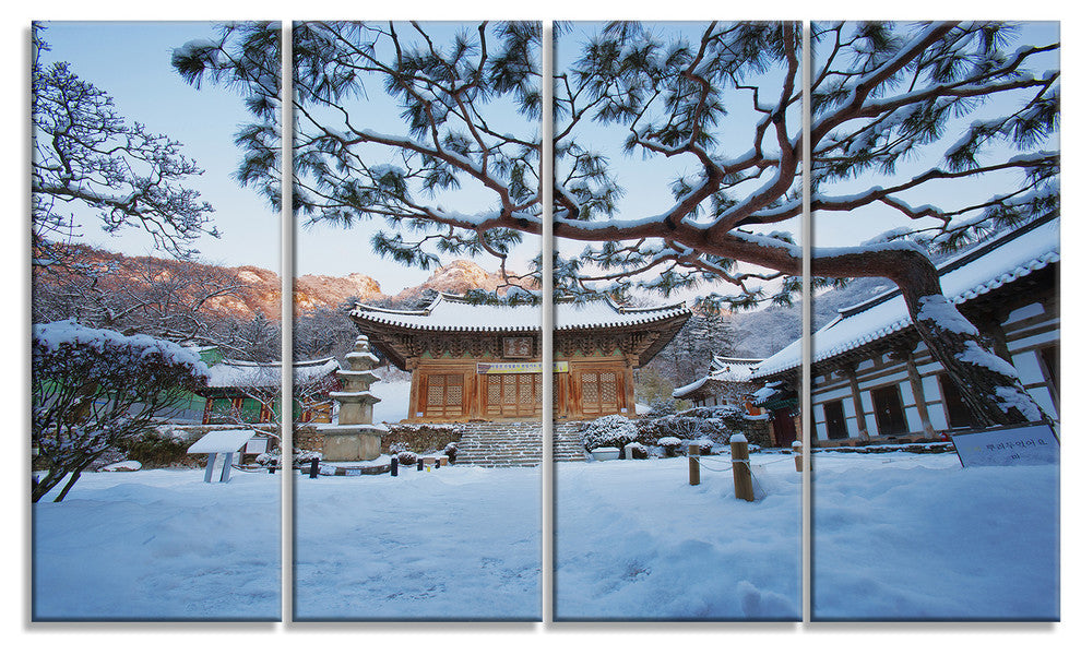 Naesosa Temple in South Korea, Landscape Canvas Art Print, 48"x28", 4 Panels