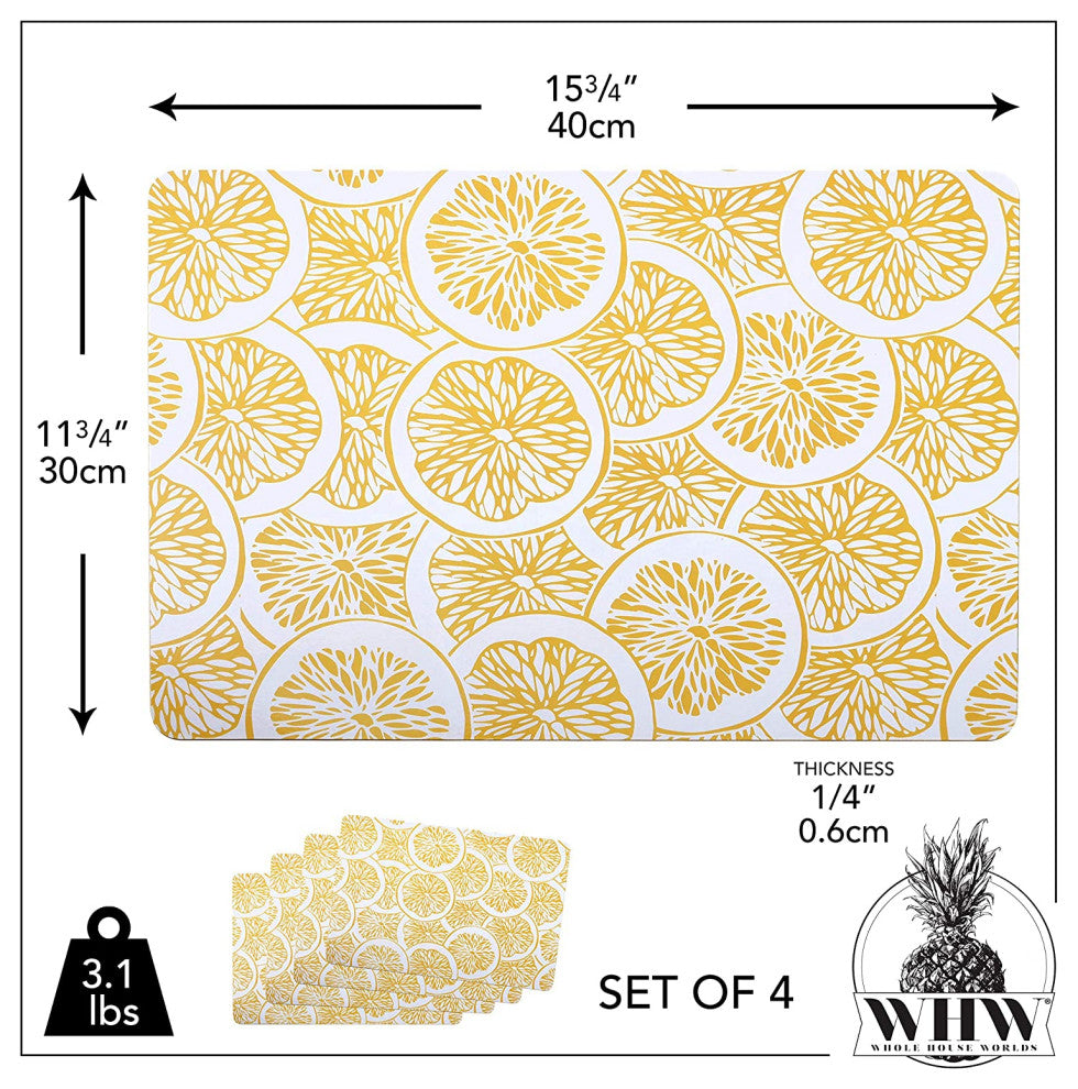 4 Piece Citrus Board Placemat Set