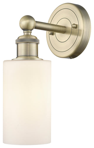 Clymer 1-Light 4" Sconce, Antique Brass, Matte White Shade