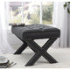 Paola Linen Button Tufted Silver Nailhead Trim X-Leg Ottoman, Dark Gray