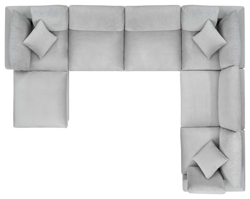 Sectional Sofa Set, Velvet, Gray, Modern, Living Lounge Hotel Hospitality
