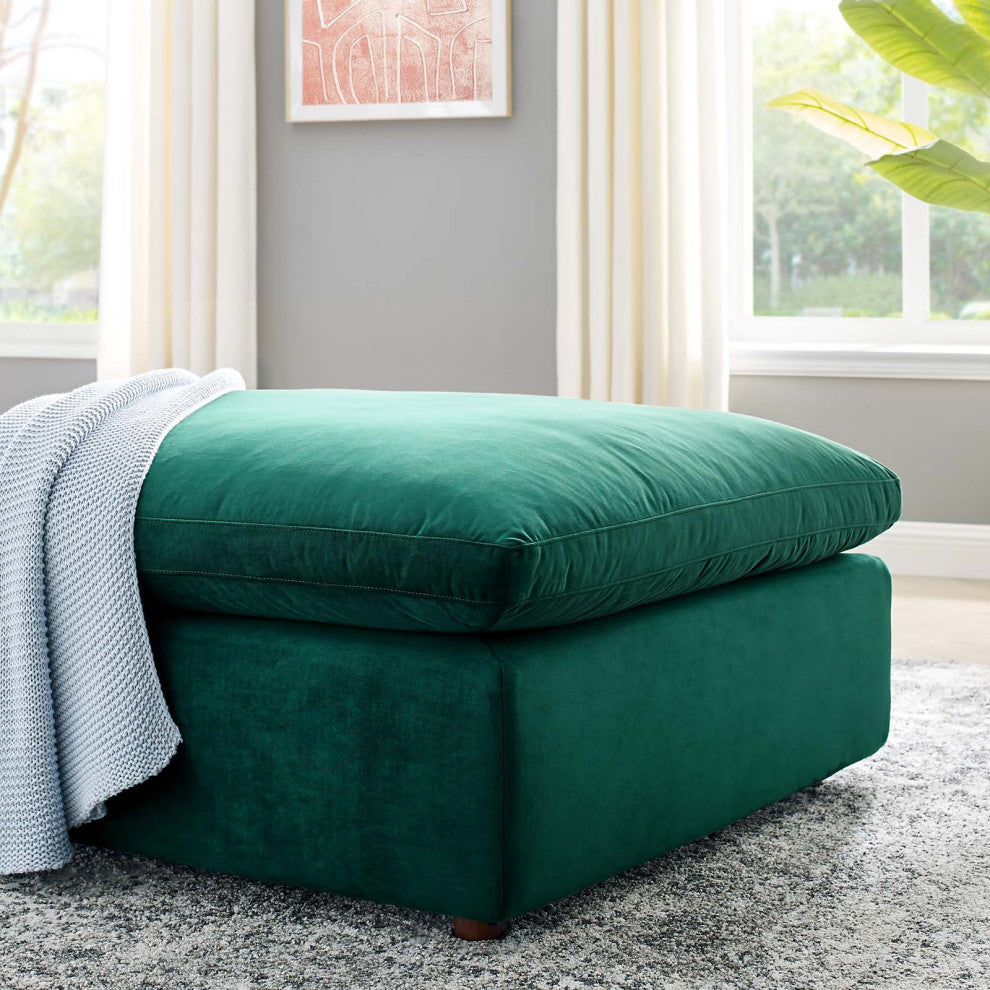Accent Chair Ottoman, Velvet, Green, Modern, Living Lounge Hotel Hospitality