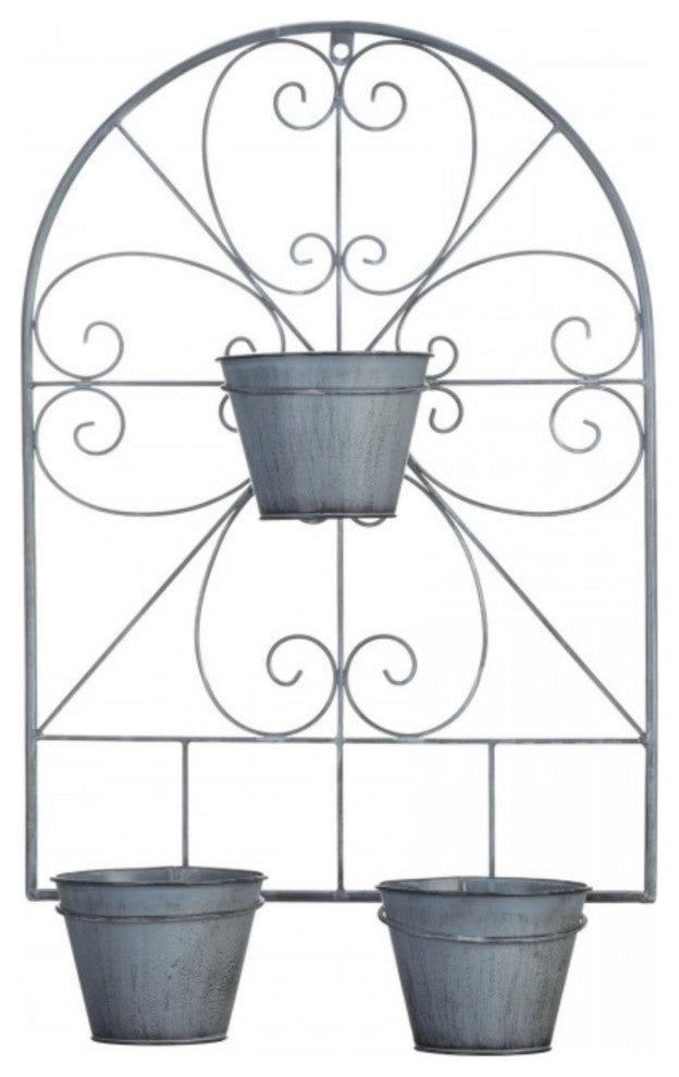 Scrollwork Trellis With Flower Pots