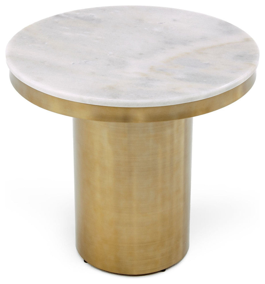 Modrest Rocky Glam White and Gold End Table