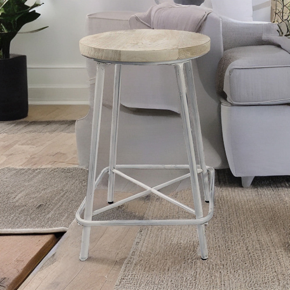 Illona 24" Stool, Set of 2, Whitewash