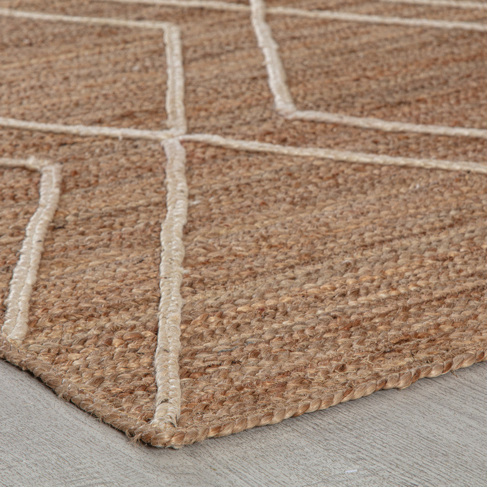 9' x 12' Bougainvillea Natural and Ivory Lattice Braided Area Rug