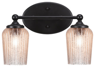 Capri 2-Light Bath Bar, Matte Black/Silver Textured