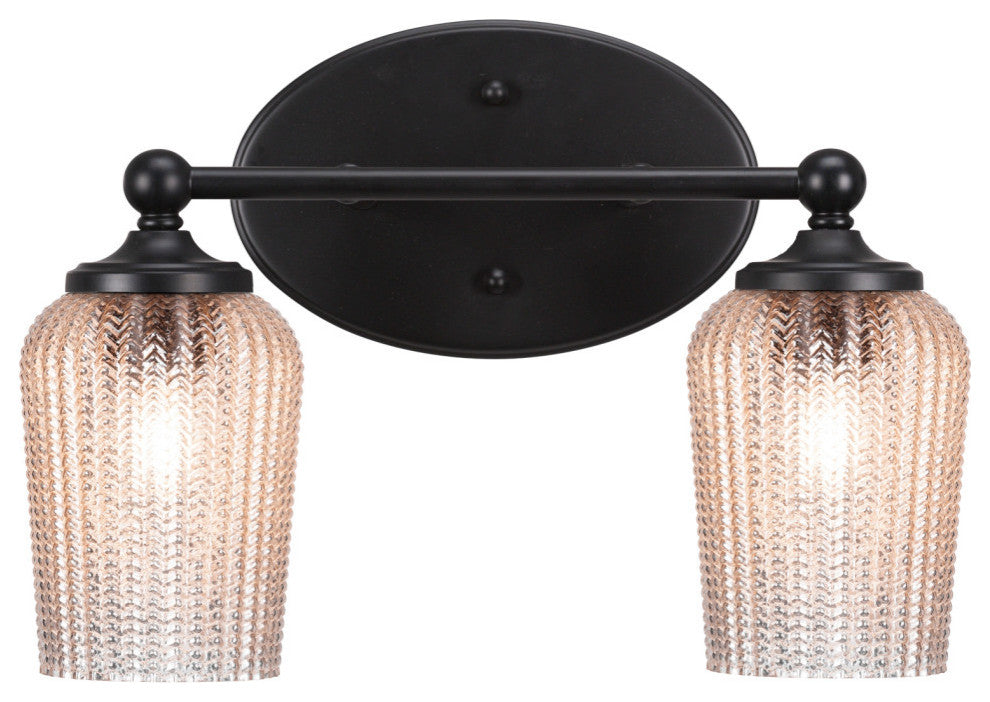 Capri 2-Light Bath Bar, Matte Black/Silver Textured