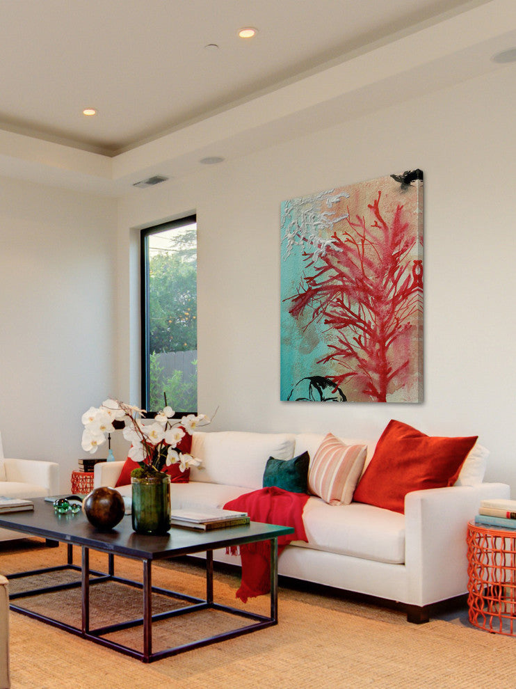 Marmont Hill, "Red Coral" by Christine Lindstrom Print on Wrapped Canvas, 12x18