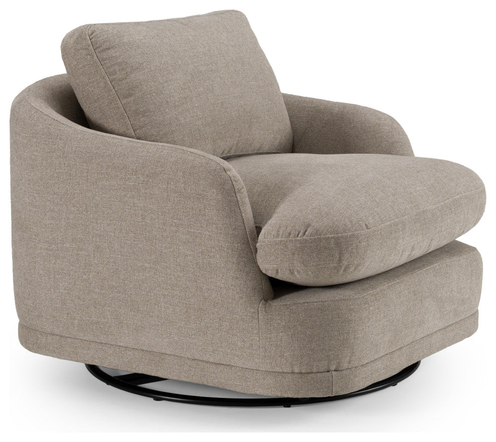 Divani Casa Chantry Modern Grey Sand Fabric Swivel Accent Chair