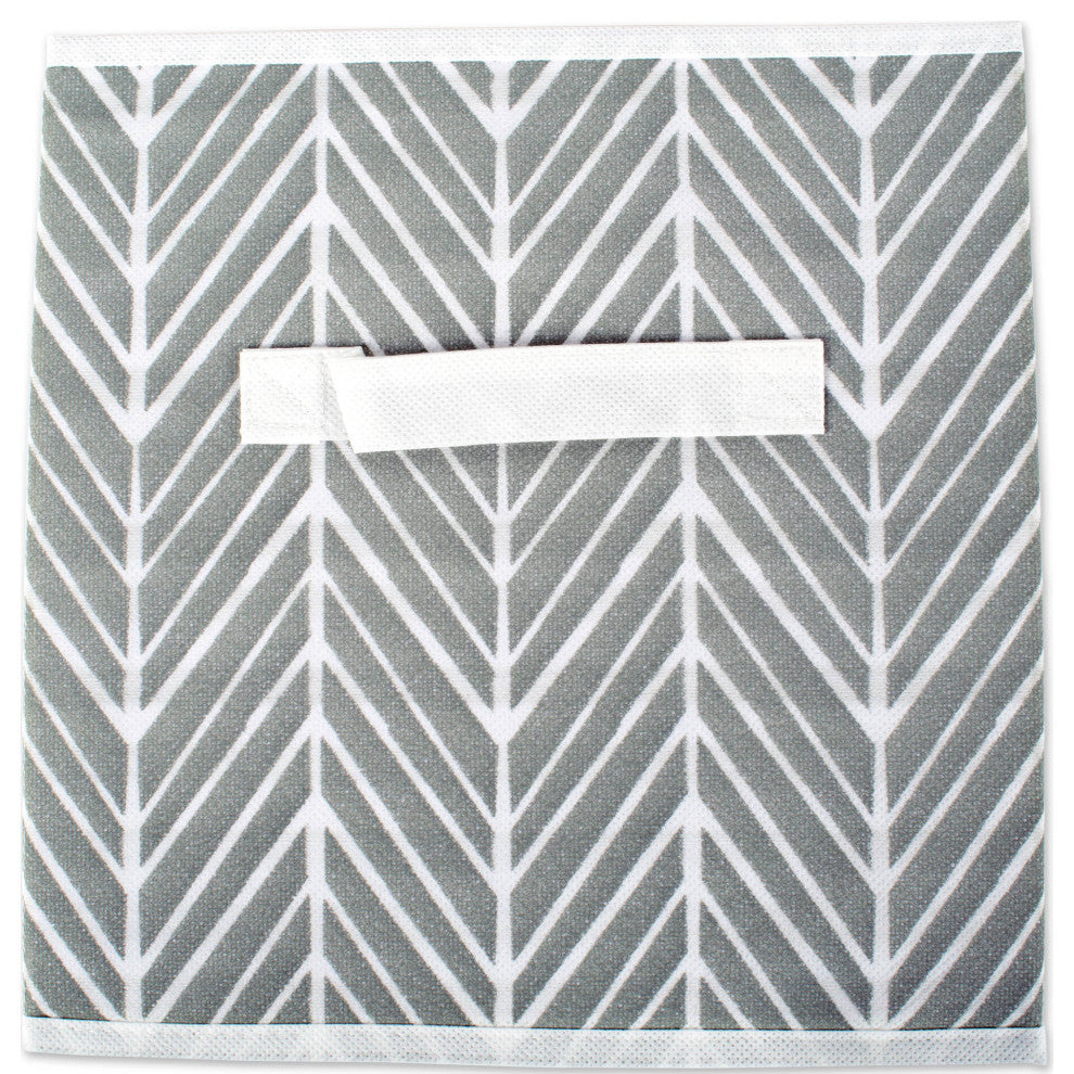 Nonwoven Polyester Cube Herringbone Gray Square 11"x11"x11", Set Of 4