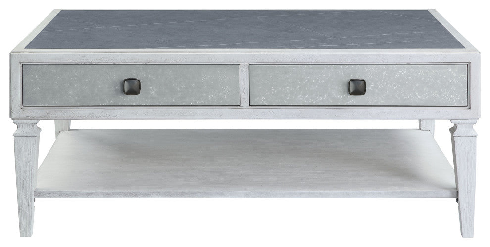 ACME Katia Coffee Table in Rustic Gray & Weathered White Finish