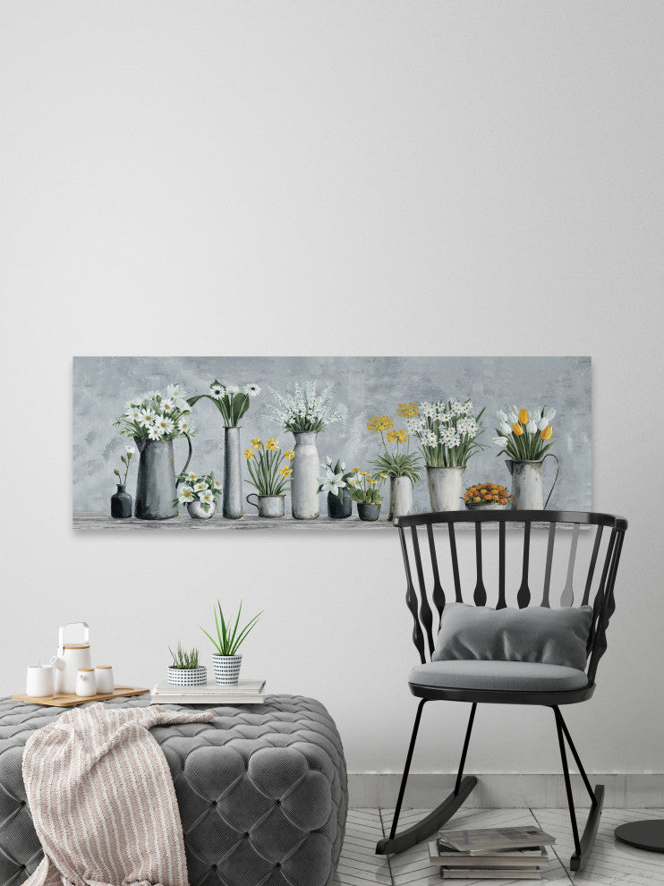 "Blooms, White and Yellow" Painting Print on Wrapped Canvas