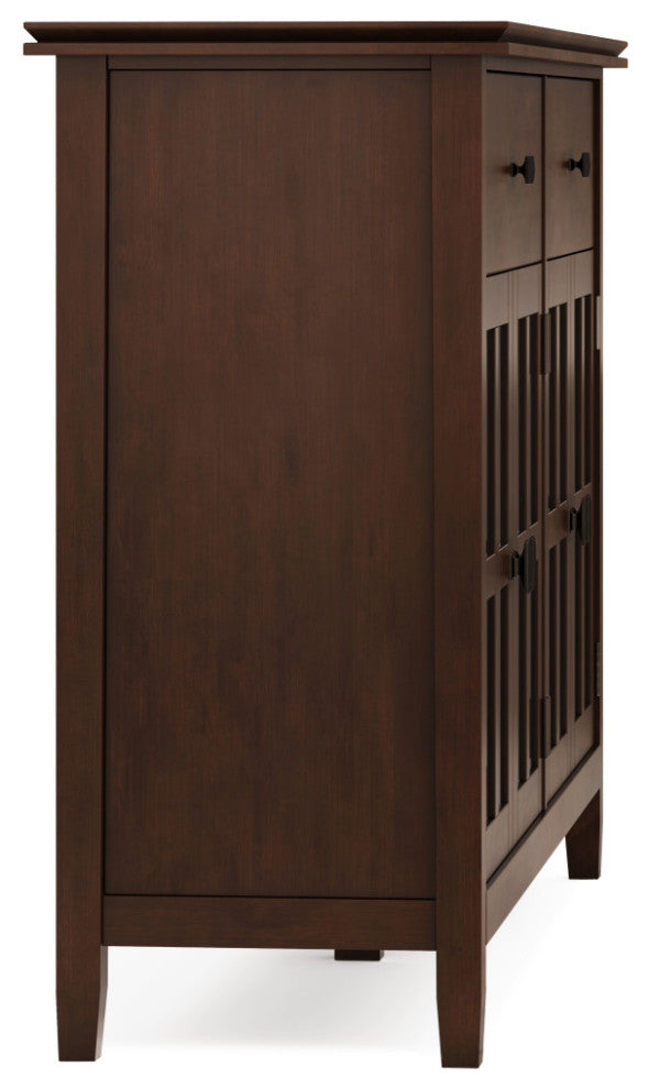 Artisan Solid Wood Large 4 Door Sideboard Buffet, Russet Brown