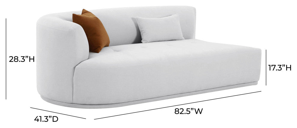 Fickle Grey Velvet Modular LAF Loveseat - Grey