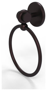 Satellite Orbit Two Towel Ring With Twist Accent, Antique Bronze